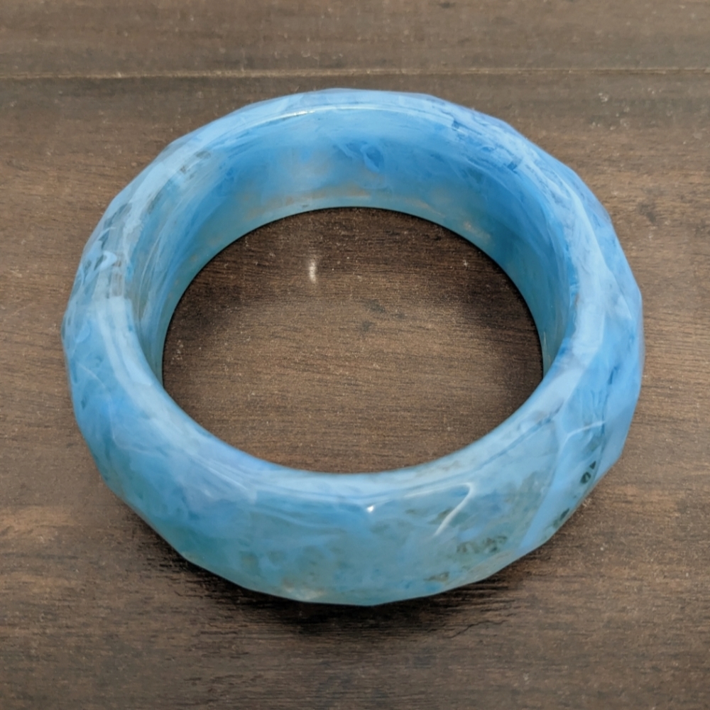 Vintage blue Lucite bracelet cuff